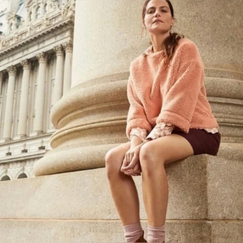 Madewell | Super Fuzzy Teddy Sweater in Salmon size XXS